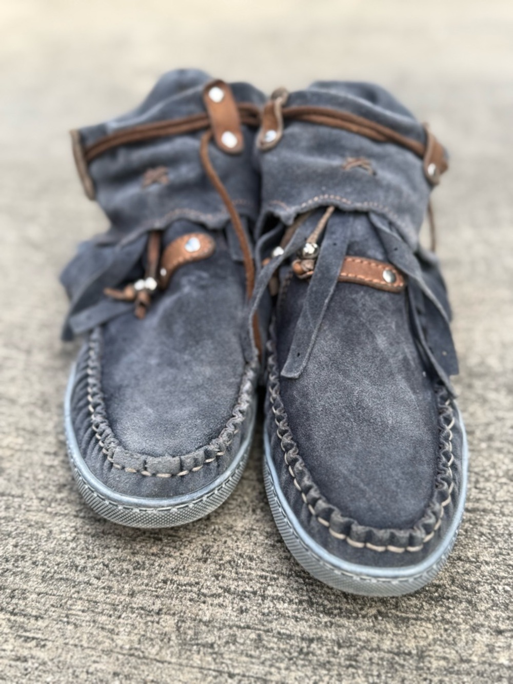 El Vaquero Apache Fringe Suede Ankle Boots Gray Italy EU 38 Boho Luxury - Picture 7 of 9